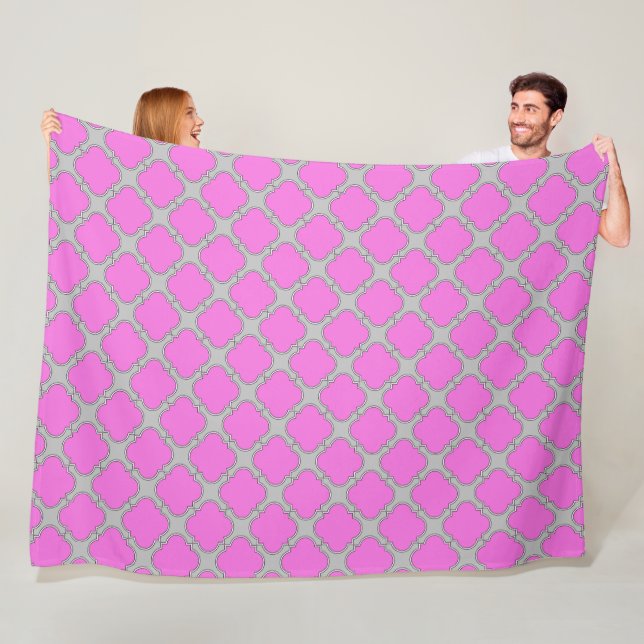 Cobertor De Velo Cor-de-rosa-quatrefoil e cinzas (In Situ)