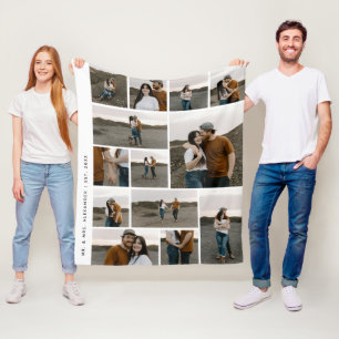 Cobertor De Velo Cor Editável de Colagem de Fotos Moderna 13