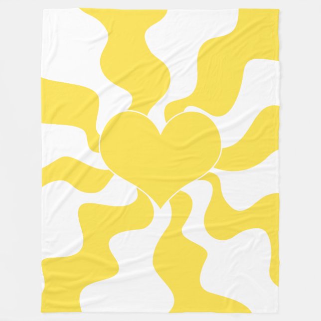 Cobertor De Velo Coração - Amarelo-limão e branco (Frente)