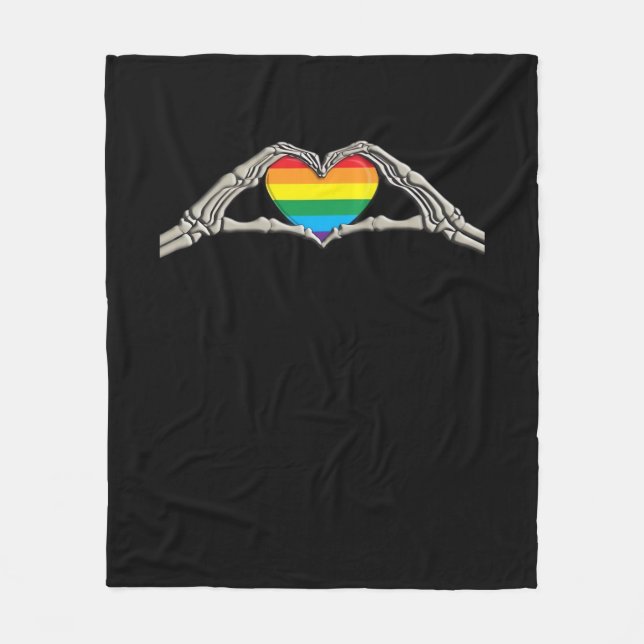 Cobertor De Velo Coração Ativo Mãos Ósseas (Frente)