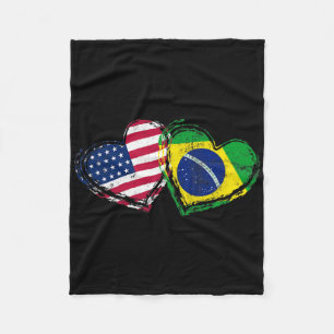 Cobertor De Velo Coração da Bandeira Americana do Brasil Amor Ameri