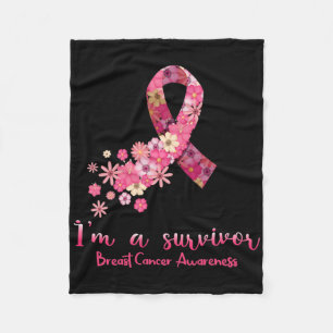 Cobertor De Velo Coração das Flores Rosa Sou um Cancer Sobrevivente