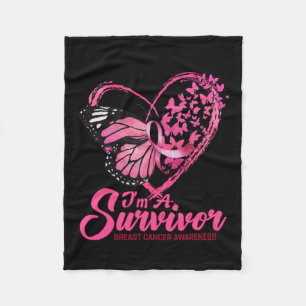 Cobertor De Velo Coração de borboleta Eu sou um Cancer de mama sobr