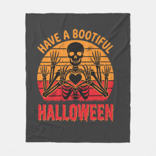Cobertor De Velo Coração de Esqueleto de Halloween Bootiful Retro P