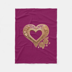 Cobertor De Velo Coração de Filigrana Dourada Rosa Magenta Elegante