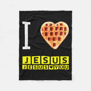 Cobertor De Velo Coração de Waffle Divertido Eu Amo Jesus Café da M