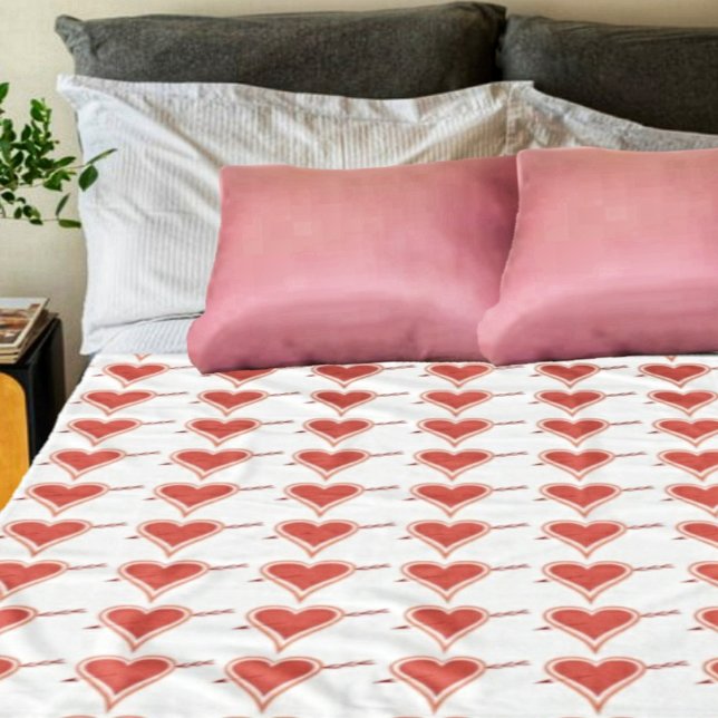 Cobertor De Velo Coração E Vermelho-Seta (A cuddly, fleece blanket, for displaying on your bed, for the romantic month of February!)