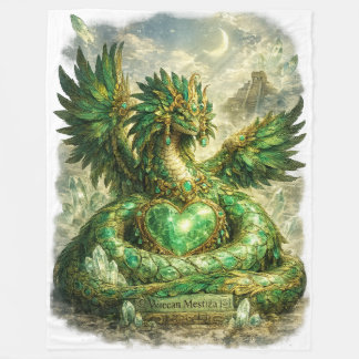 Cobertor De Velo Coração Esmeralda de Quetzalcóatl | Serpente Emplu
