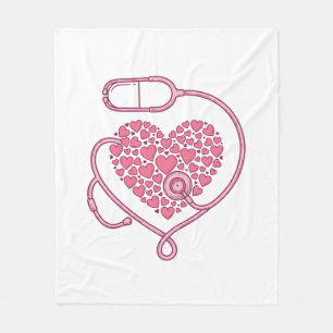 Cobertor De Velo Coração Estetoscópio Amor Médico Desenho de Camisa
