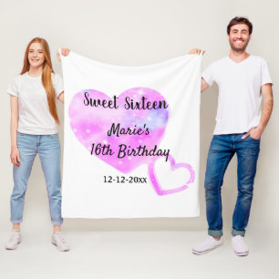 Cobertor De Velo coração estrelas brilho rosa azul 16 anos adiciona