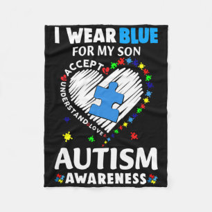 Cobertor De Velo Coração Eu Visto Azul Para O Meu Filho Autismo Mon