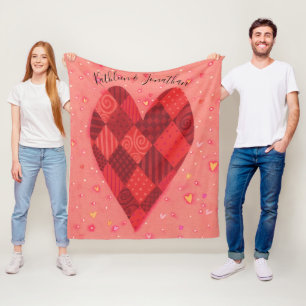 Cobertor De Velo Coração Personalizado de Coração Vermelho e Rosa
