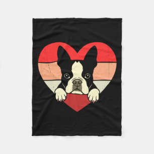 Cobertor De Velo Coração Retro Boston Terrier Cachorro Vintage Dia