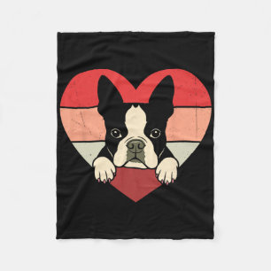 Cobertor De Velo Coração Retro Boston Terrier Cachorro Vintage Dia