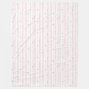 Cobertor De Velo Corações Azuis Rosa Girly Stripes