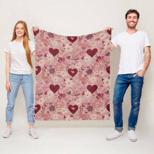 Cobertor De Velo Corações Bordados Românticos & Padrão Floral