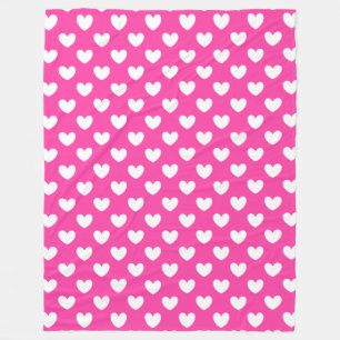 Cobertor De Velo Corações brancos de polca em rosa fuchsia