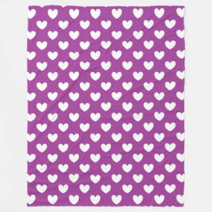 Cobertor De Velo Corações brancos de polca em roxo de Flor de Cactu