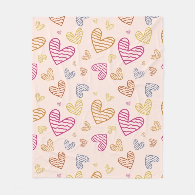 Cobertor De Velo Corações Coloridos (Frente)