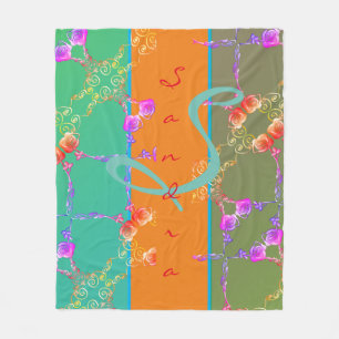 Cobertor De Velo Corações Coloridos De Rosa Com Seu Nome Fleece Bla