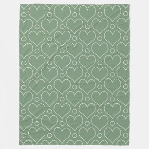 Cobertor De Velo Corações de Amor e Padrão de Bolinhas em Verde