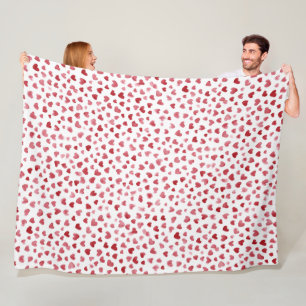 Cobertor De Velo Corações de Amor Vermelho Rosa Branco