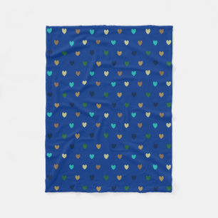 Cobertor De Velo Corações de bolinhas em tons azul pavão