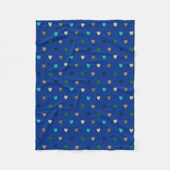 Cobertor De Velo Corações de bolinhas em tons azul pavão (Frente)