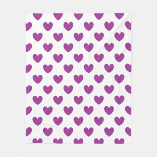 Cobertor De Velo Corações de polca roxo em branco