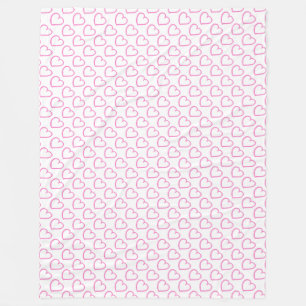 Cobertor De Velo Corações desenhados à mão, design rosa a branco