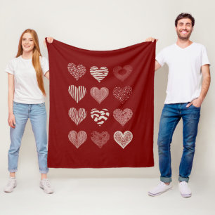 Cobertor De Velo Corações Dia dos Namorados Nove Corações Amor de N