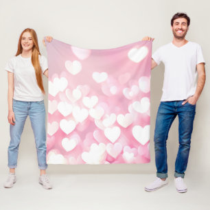 Cobertor De Velo Corações do Bokeh Cor-de-Rosa Esbranquiçada
