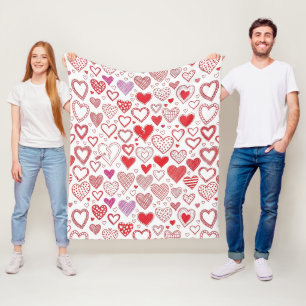 Cobertor De Velo Corações Doces de São Valentim com Detalhes Costur