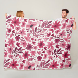 Cobertor De Velo Corações Flores Rosa Vermelho Menina Creme  
