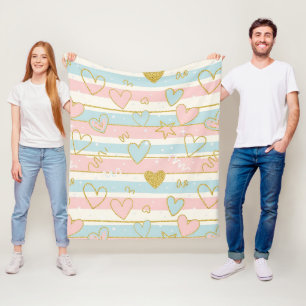 Cobertor De Velo Corações Pastel Elegantes com Acabamentos em Listr