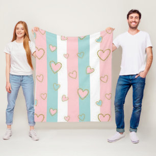 Cobertor De Velo Corações Pastel Modernos com Destaques Sutis em Do