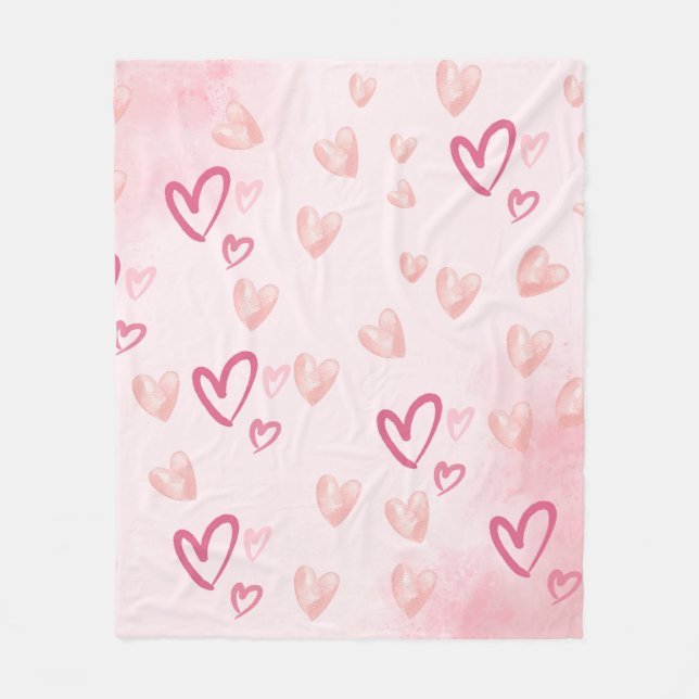 Cobertor De Velo Corações Rosa (Frente)