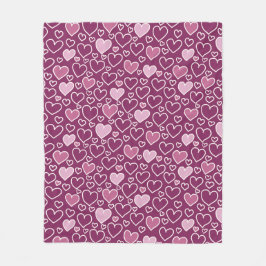 Cobertor De Velo Corações Rosa e Roxo