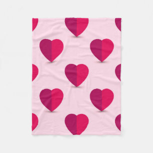 Cobertor De Velo Corações Vermelho e Roxo num Fundo Rosa