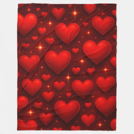 Cobertor De Velo Corações Vermelhos com Padrão de Estrelas