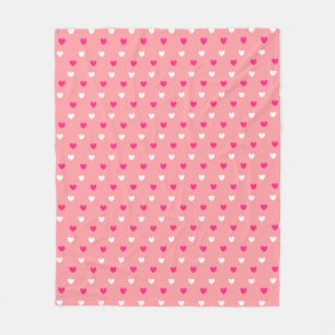 Cobertor De Velo Corações vermelhos magenta e brancos em rosa coral
