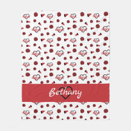 Cobertor De Velo Corações Vermelhos, Pom Poms, Padrão Megafone