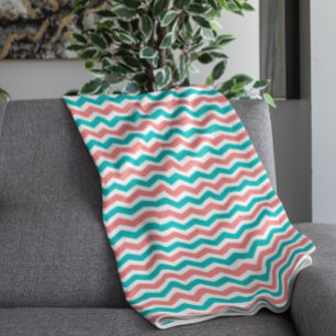 Cobertor De Velo Coral e cerceta Chevron