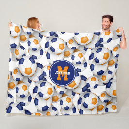 Cobertor De Velo cores do time de futebol laranja azul de sala de e