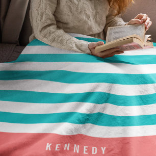 Cobertor De Velo Cores Editáveis com Listras Brancas Adicionar Nome