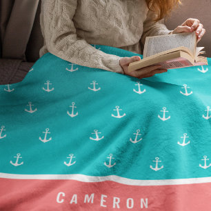 Cobertor De Velo Cores Personalizadas Adicionar Nome Âncora Náuti