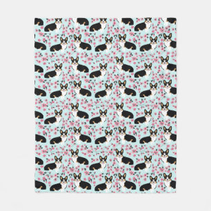 Cobertor De Velo Corgi Cherry Blossoms floral