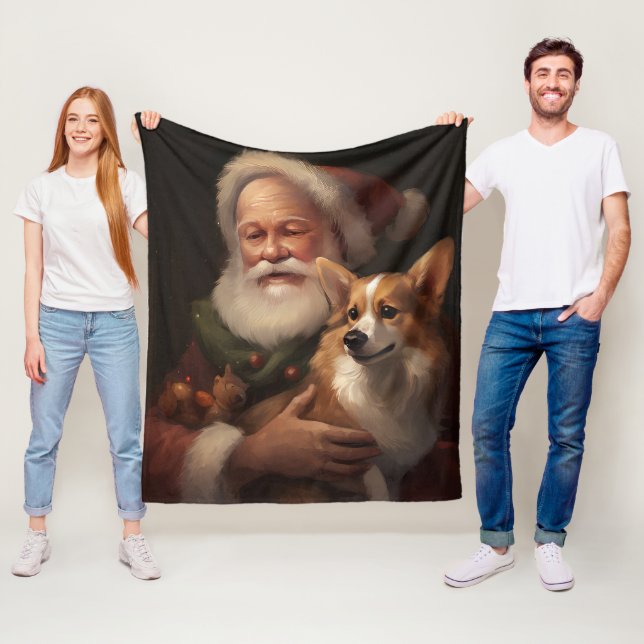 Cobertor De Velo Corgi com Papai Noel Natal Festivo (In Situ)