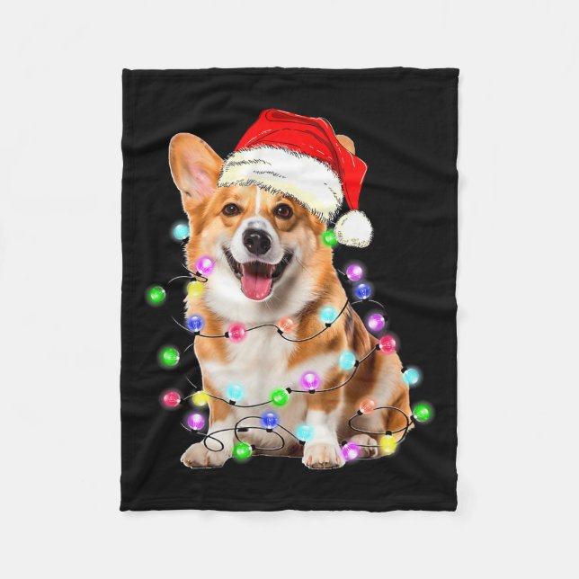 Cobertor De Velo Corgi Dog Christmas Lights Pajama Funny  (Frente)