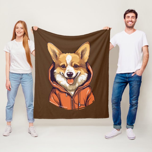 Cobertor De Velo Corgi Engraçado Vestindo Moletom (In Situ)